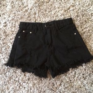Ripped Black jean shorts